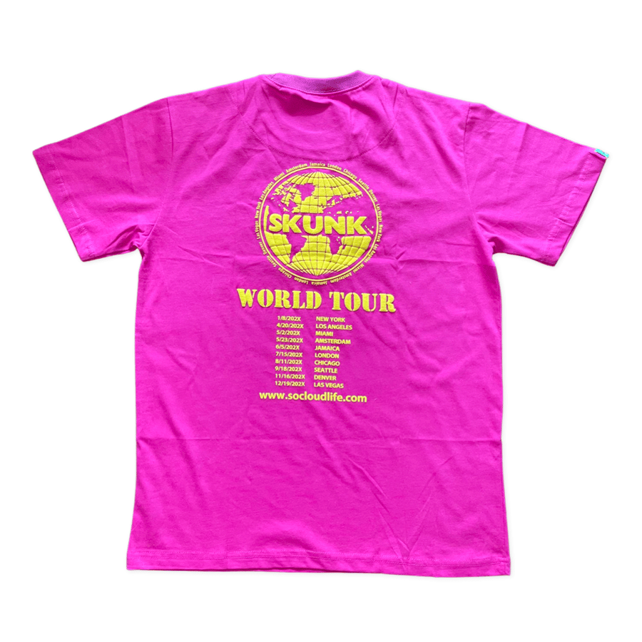 Image of Skunk the world tour tee (Pink/yellow)