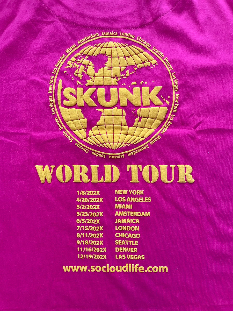 Image of Skunk the world tour tee (Pink/yellow)