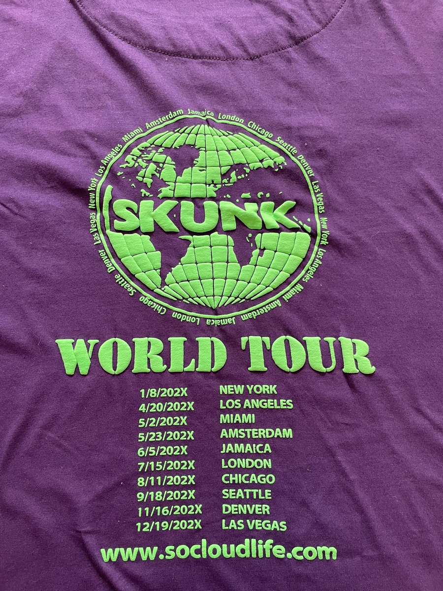 Image of Skunk the world tour tee (Purple/slime)