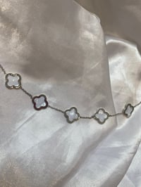 Image 2 of Dainty clover bracelet (silver & white)