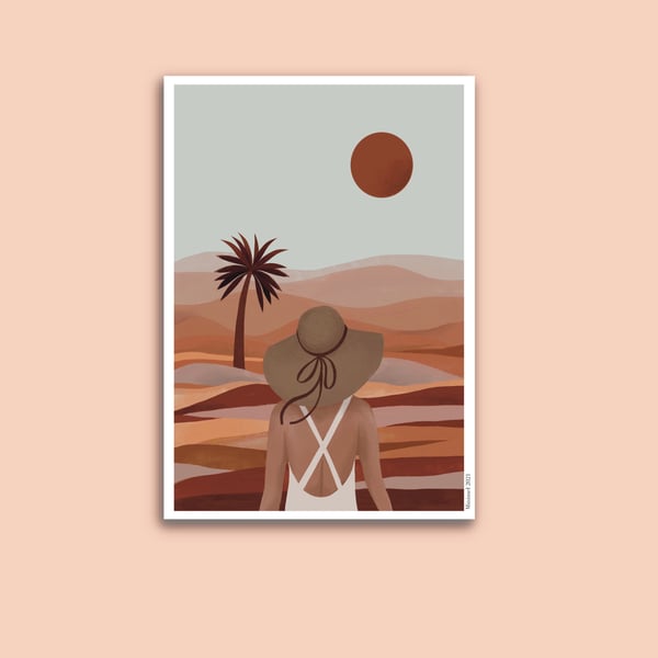 Image of Affiche Coucher de soleil dans le desert