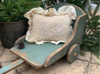 Image 2 of Wooden vintage  cart trolley green