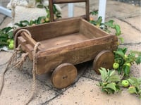 Image 1 of Wooden rustic  cart trolley brown natural