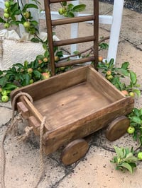 Image 2 of Wooden rustic  cart trolley brown natural