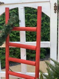 Image 3 of Wooden ladder # CHRISTMAS PROPS * RED