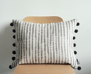 Image of Small Rectangular Scatter Cushion  with Pom Poms