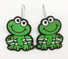 Leather Frappe Frog Earrings