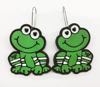 Image 1 of Leather Frappe Frog Earrings