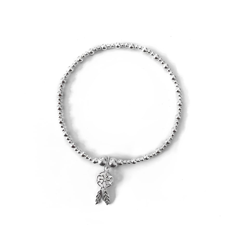 Image of Sterling Silver Dreamcatcher Charm Bracelet
