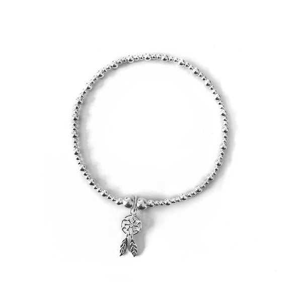 Image of Sterling Silver Dreamcatcher Charm Bracelet