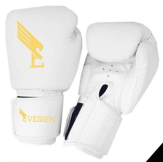 Image of Evessen White/Gold Velcro Hook & Loop Boxing Gloves