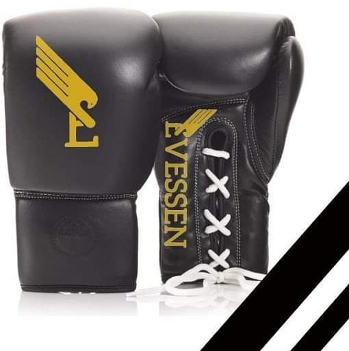 Image of Evessen Black/Gold Lace-Up Boxing Gloves