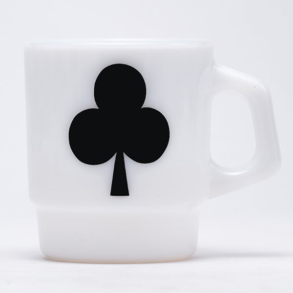 Image of 4 x Fire King Stacking Mugs - Spade Heart Club Diamond