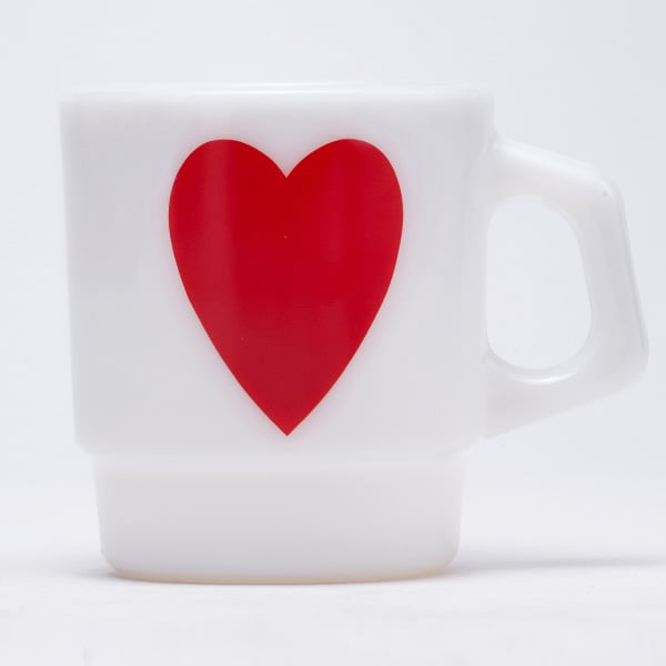Image of 4 x Fire King Stacking Mugs - Spade Heart Club Diamond