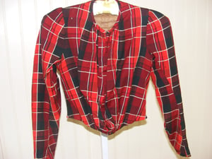 Victorian 1890s Plaid Shirtwaist Bodice Blouse 