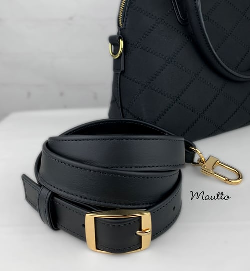 Image of Crossbody Adjustable Buckle Strap - 1" Wide, #16XLG U-shape Hooks - Choose Leather & Hardware Finish