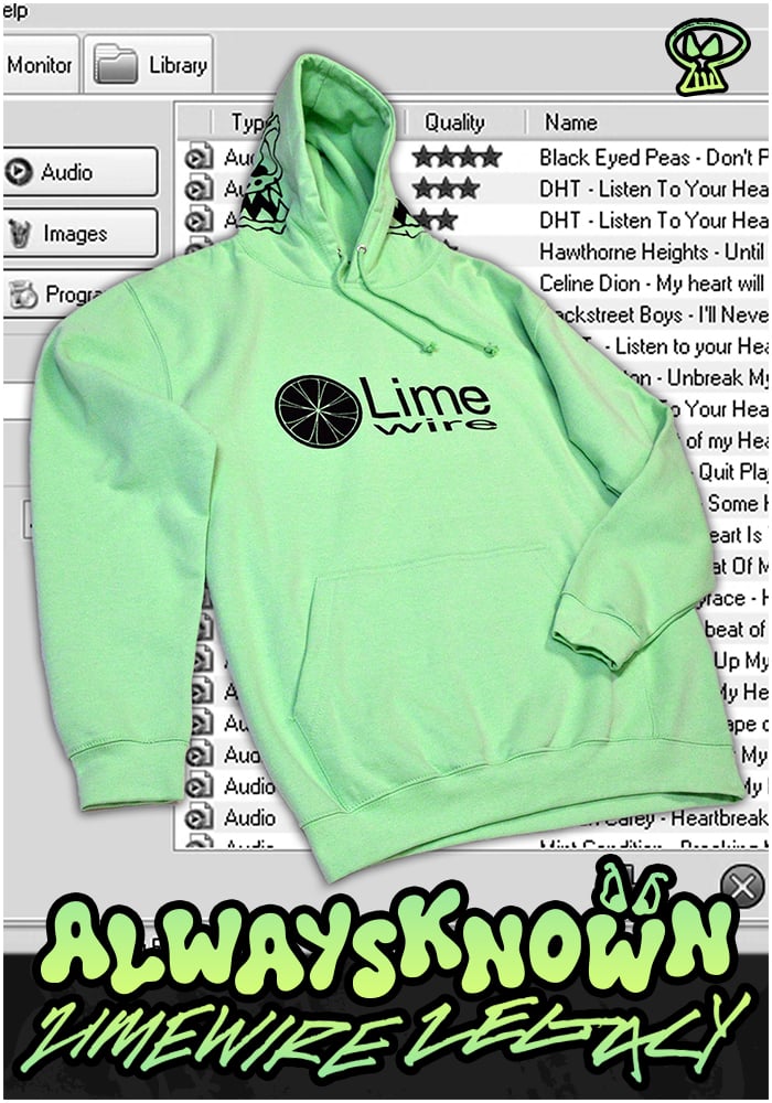 Image of ALWAYSKNOWN 'LIMEWIRE LEGACY' Hoodie Capsule