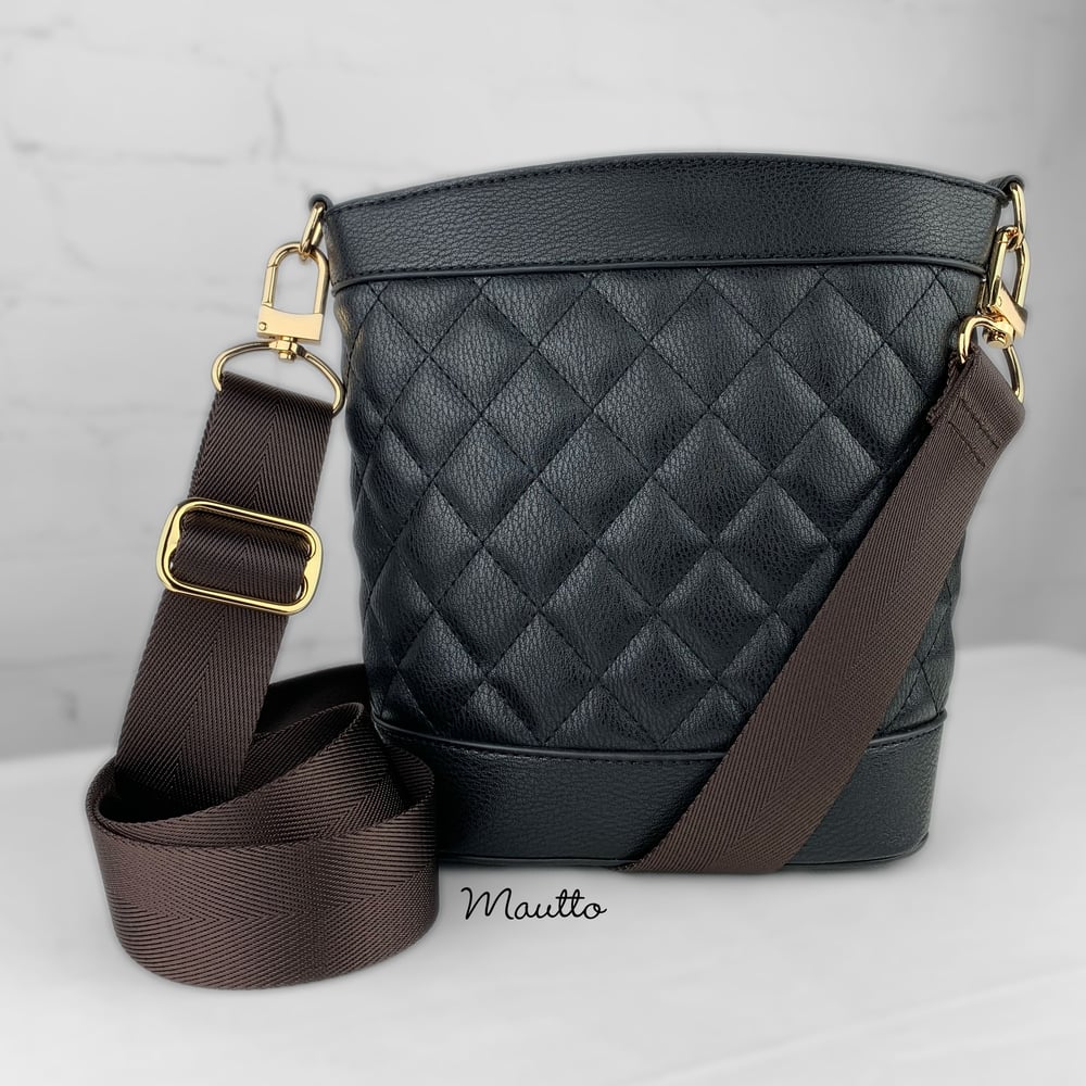 Image of Dark Brown Adjustable Strap for Bags - Luxurious Satin Nylon, 1.5" Wide - U Shape #16XLG Hooks