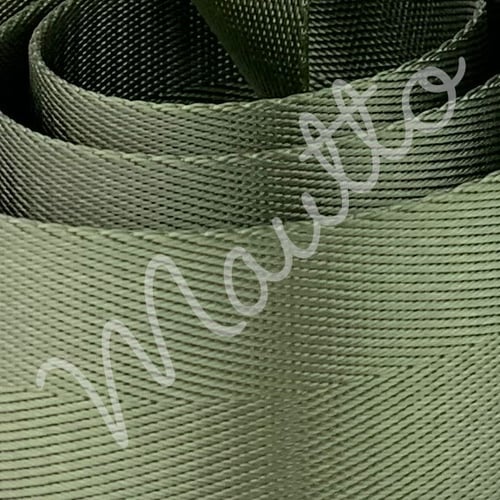 Image of Olive Green Adjustable Strap for Bags - Luxurious Satin Nylon, 1.5" Wide - U Shape #16XLG Hooks