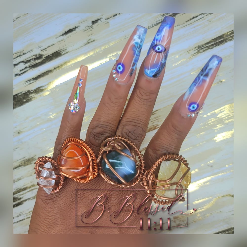 Image of Copper Wrapped Crystal Rings