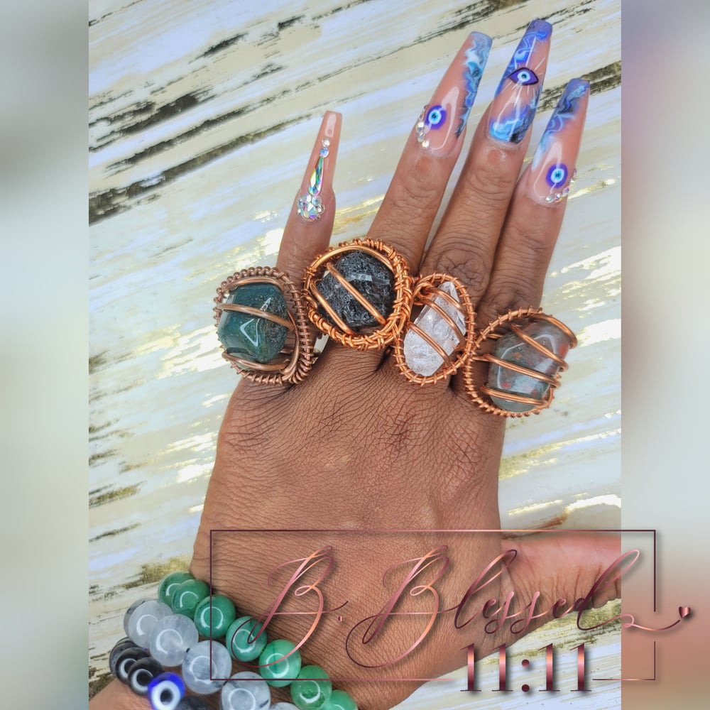 Image of Copper Wrapped Crystal Rings