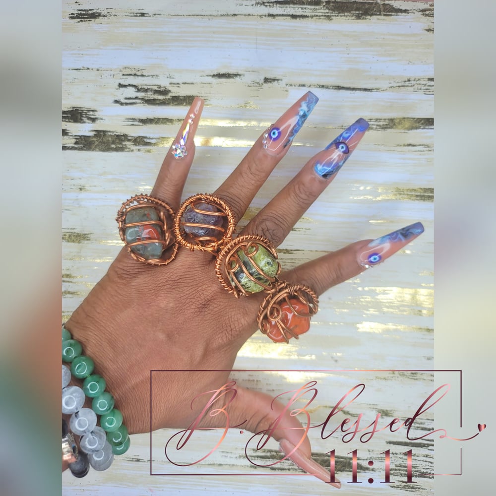 Image of Copper Wrapped Crystal Rings