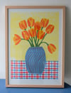 Tulips Still Life Collage – Risograph print