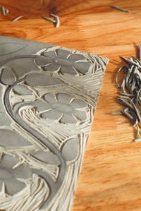 Image 4 of 'Flowers Growing' Linocut