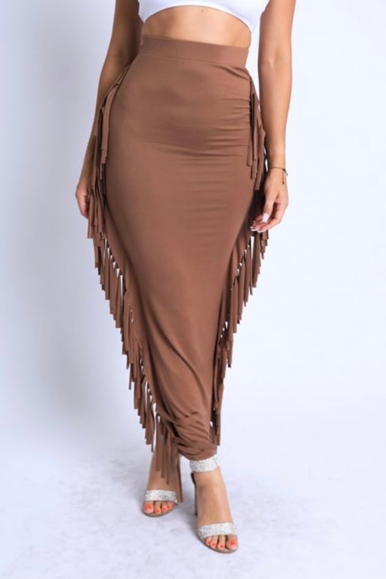 Image of Fringe Maxi Skirt