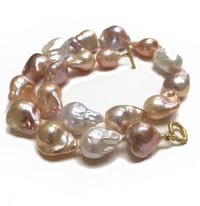 Image 1 of Mixed Color Pearl Necklace 18k Bamboo Clasp