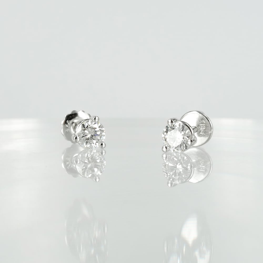 Image of 18ct white gold diamond stud earrings. 2 =.62ct FSI. PJ5851