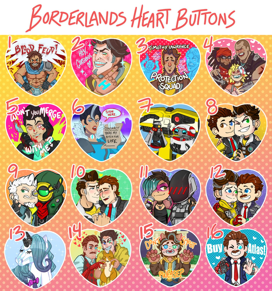 Borderlands Heart Buttons!