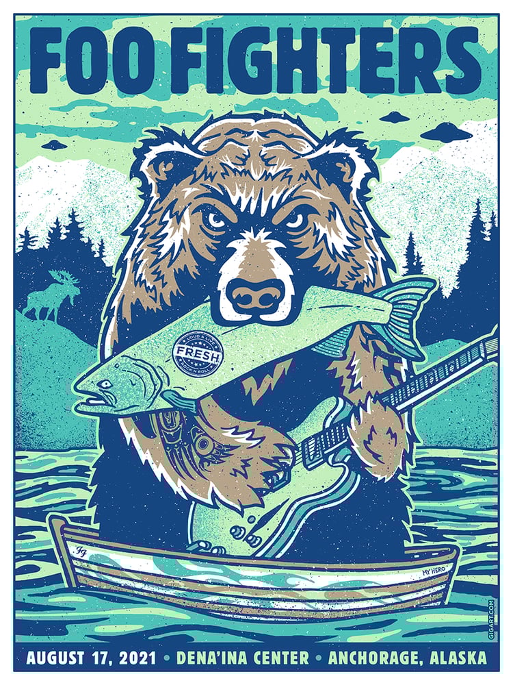 Image of Foo Fighters BEAR 2021 Anchorage AK - Main Show Poster 1