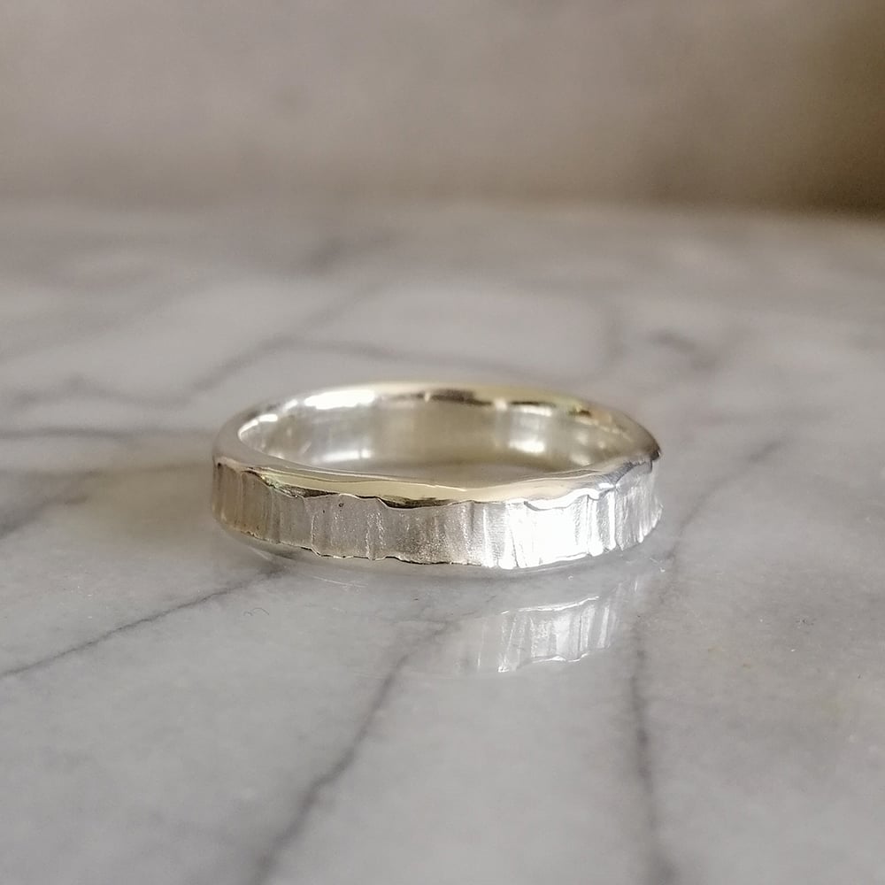 Image of Bark texture silver ring