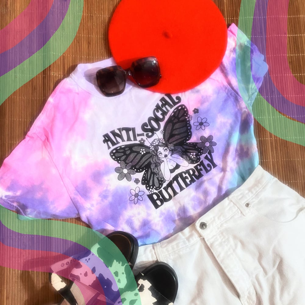 Image of ANTI-SOCIAL BUTTERFLY TIE-DYE TEE