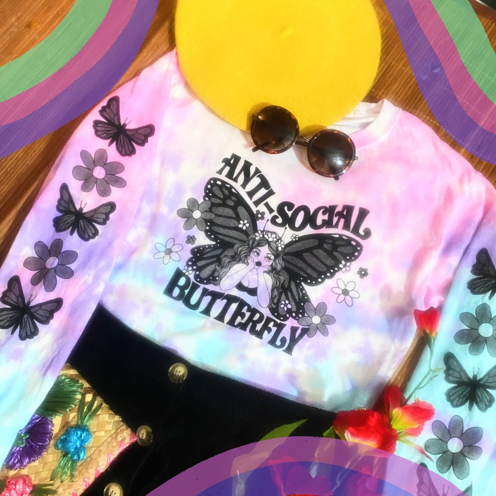 Image of ANTI-SOCIAL BUTTERFLY TIE-DYE TEE