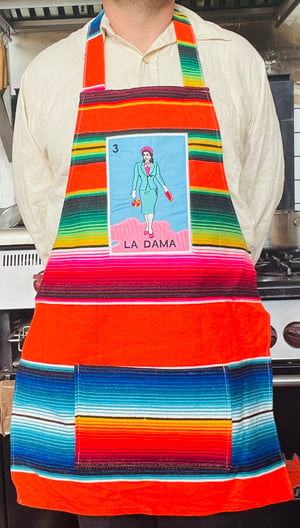 Image of La Dama Loteria Sarape Unisex Apron with Pocket