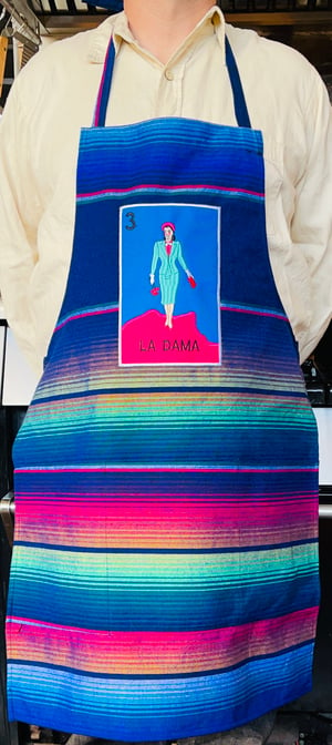 Image of La Dama Loteria Sarape Unisex Apron with Pocket