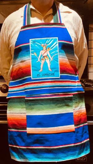 Image of El Apache Loteria Sarape Unisex Apron with Pocket