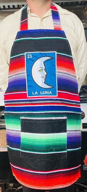 Image of La Luna Loteria Sarape Unisex Apron with Pocket