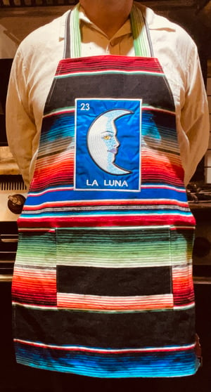 Image of La Luna Loteria Sarape Unisex Apron with Pocket
