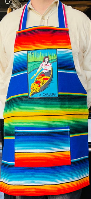 Image of La Chalupa Loteria Sarape Unisex Apron with Pocket