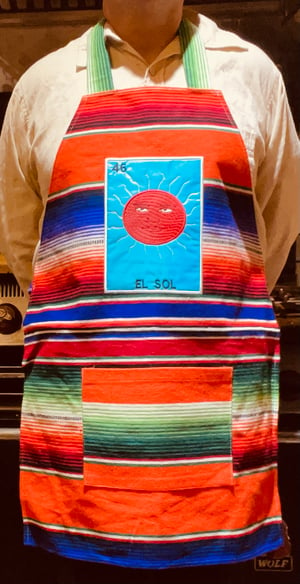 Image of El Sol Loteria Sarape Unisex Apron with Pocket