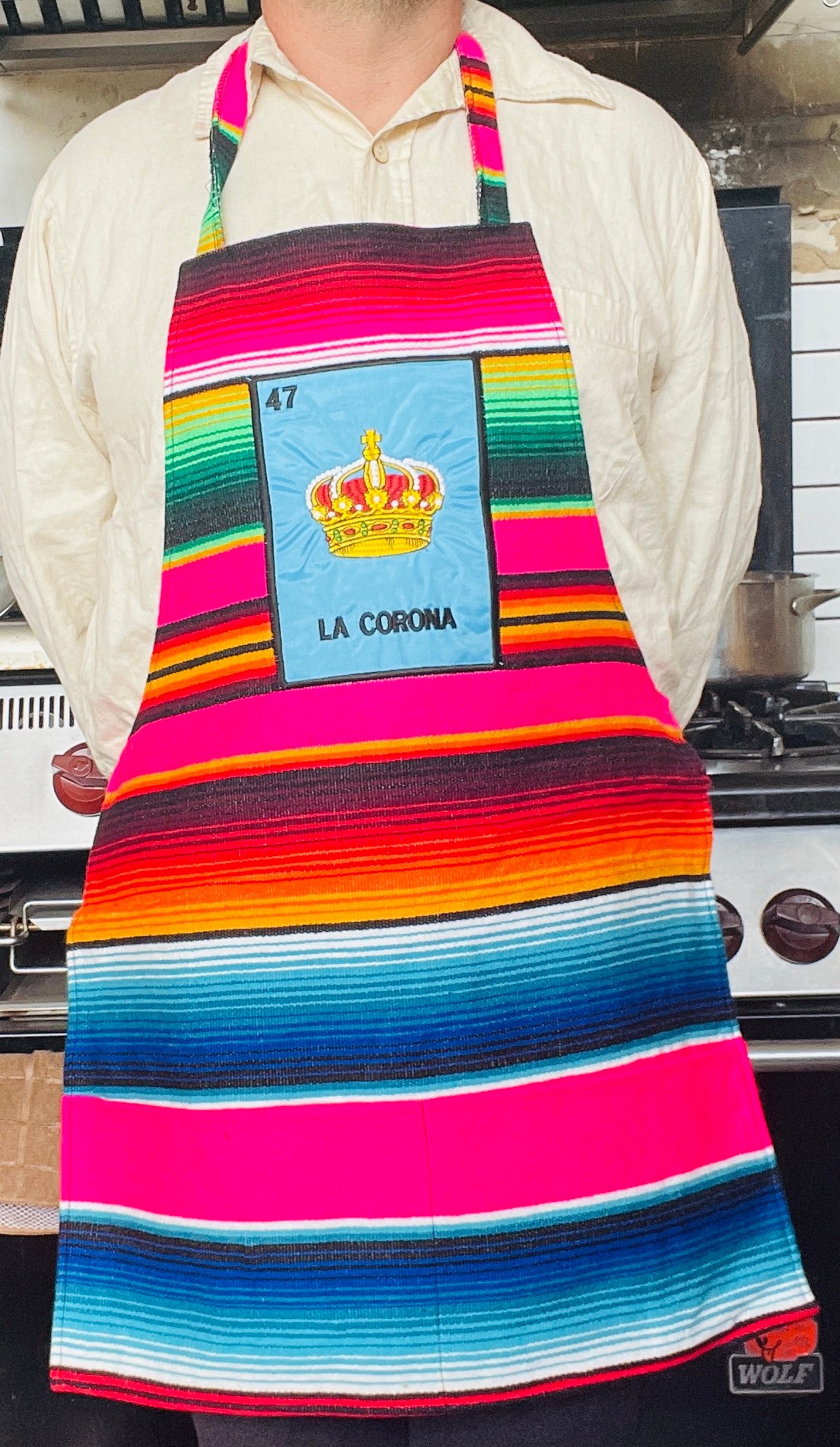Image of La Corona Loteria Sarape Unisex Apron with Pocket