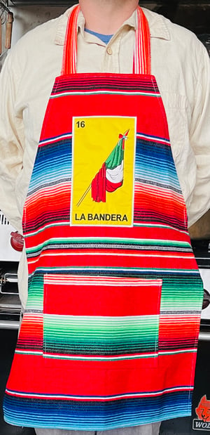 Image of La Bandera Loteria Sarape Unisex Apron with Pocket
