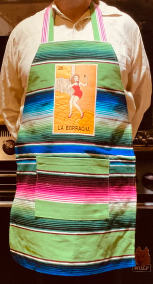 Image of La Borracha Loteria Sarape Unisex Apron with Pocket