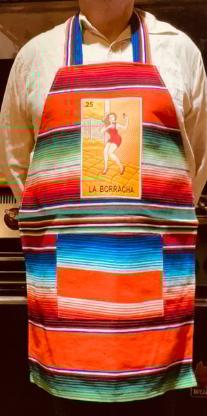 Image of La Borracha Loteria Sarape Unisex Apron with Pocket