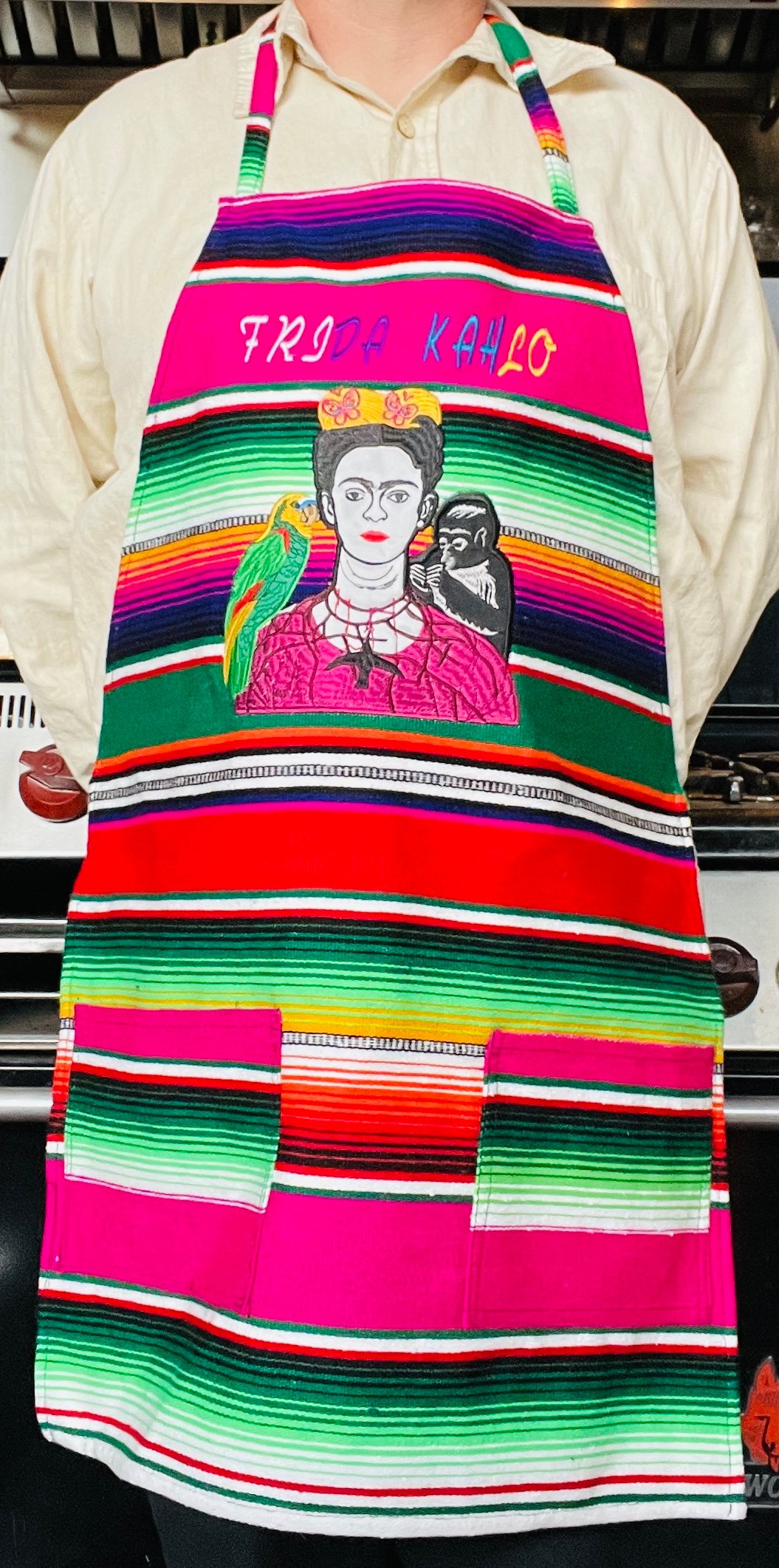 Image of Frida Kahlo Sarape Unisex Apron with Pocket