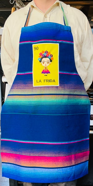 Image of La Frida Loteria Sarape Unisex Apron with Pocket