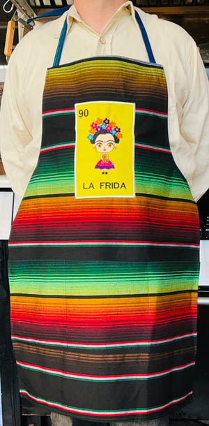 Image of La Frida Loteria Sarape Unisex Apron with Pocket